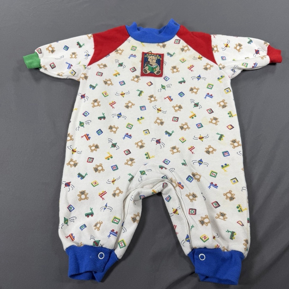 Vintage Osh Kosh B'Gosh Teddy Bear Romper One Piece‎ Baby Toddler 6-9 Mo USA